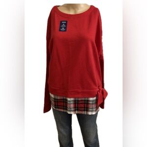 IZOD Super Soft Red Pull on with plaid trim long sleeve 
XXL
